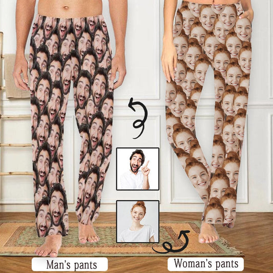 Custom Couple Face Seamless Sleepwear Personalized Women's & Men's Slumber Party Long Pajama Pants