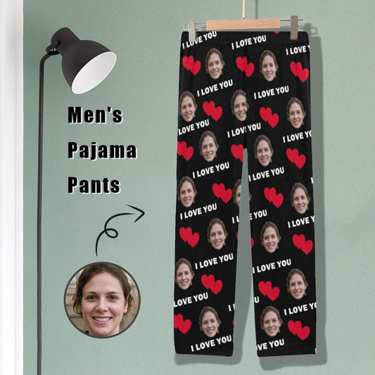 Custom Couple Face Heart Lover Sleepwear Personalized Women's & Men's Slumber Party Long Pajama Pants